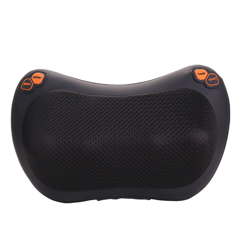 Coussin de massage chauffant multifonction pour cou, dos et jambes. 4 niveaux d'intensité, chaleur infrarouge. Relaxation profonde à domicile ou en voiture.