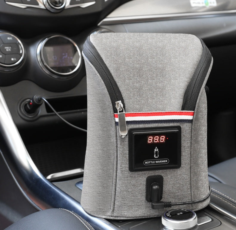 Chauffe-biberon portable USB pour voiture, maintien 40-45°C, écran numérique, chauffe en 15-20 min. Indispensable pour les trajets avec bébé.