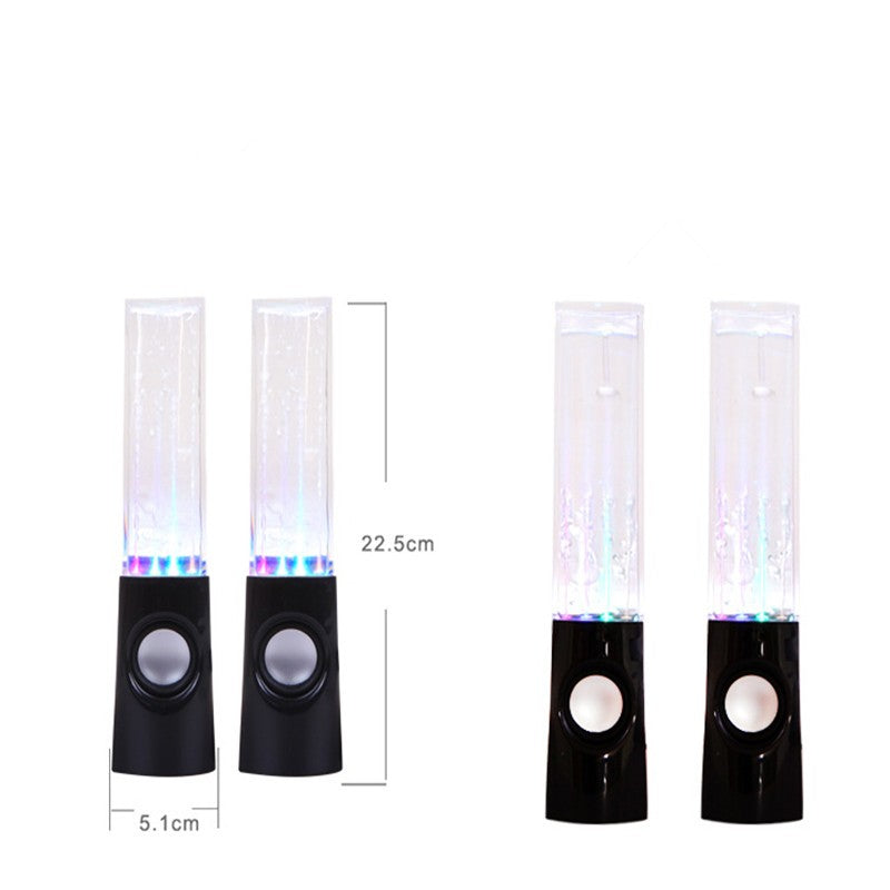 Enceinte Bluetooth fontaine dansante LED avec jets d'eau lumineux, coloris blanc et noir