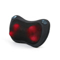 Coussin de massage chauffant multifonction pour cou, dos et jambes. 4 niveaux d'intensité, chaleur infrarouge. Relaxation profonde à domicile ou en voiture.