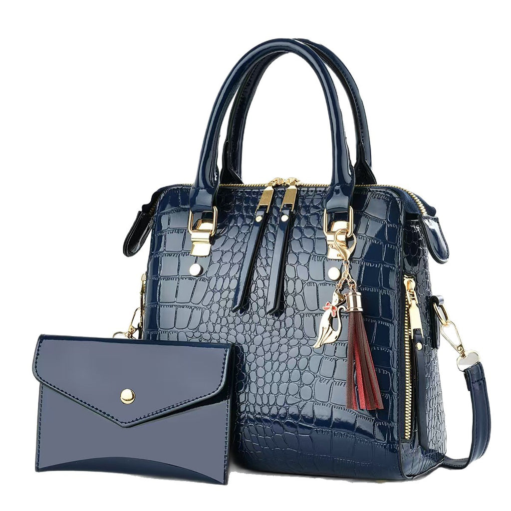 Ensemble sac à main + bandoulière femme en simili cuir effet crocodile. Design chic, 4 coloris disponibles. Idéal pour le quotidien ou les occasions spéciales.