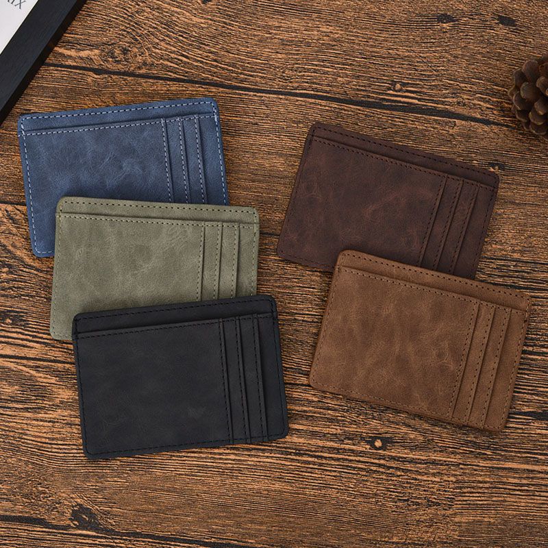 Portefeuille homme compact en PU, porte-cartes et porte-monnaie ultra-léger. Style Business Elite. Dispo en Noir, Bleu, Marron, Café.