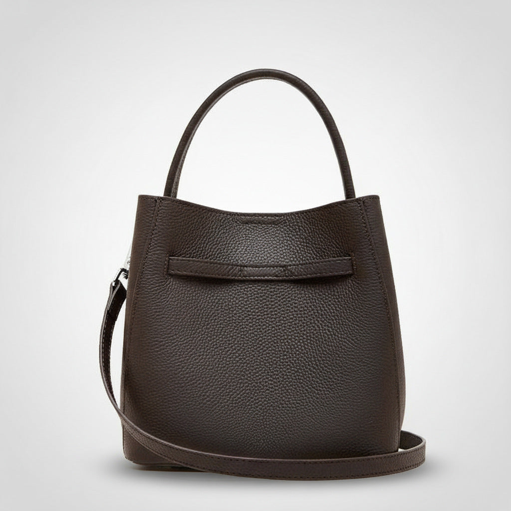 Sac seau femme en véritable cuir de vachette pleine fleur. Design rétro chic, 4 coloris. Idéal bureau, sorties et quotidien. Qualité premium, livraison rapide.