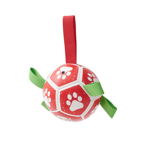 Ballon de foot interactif pour chien avec sangles, disponible en version Christmas & Halloween. Stimule l’instinct de jeu. Livraison rapide.