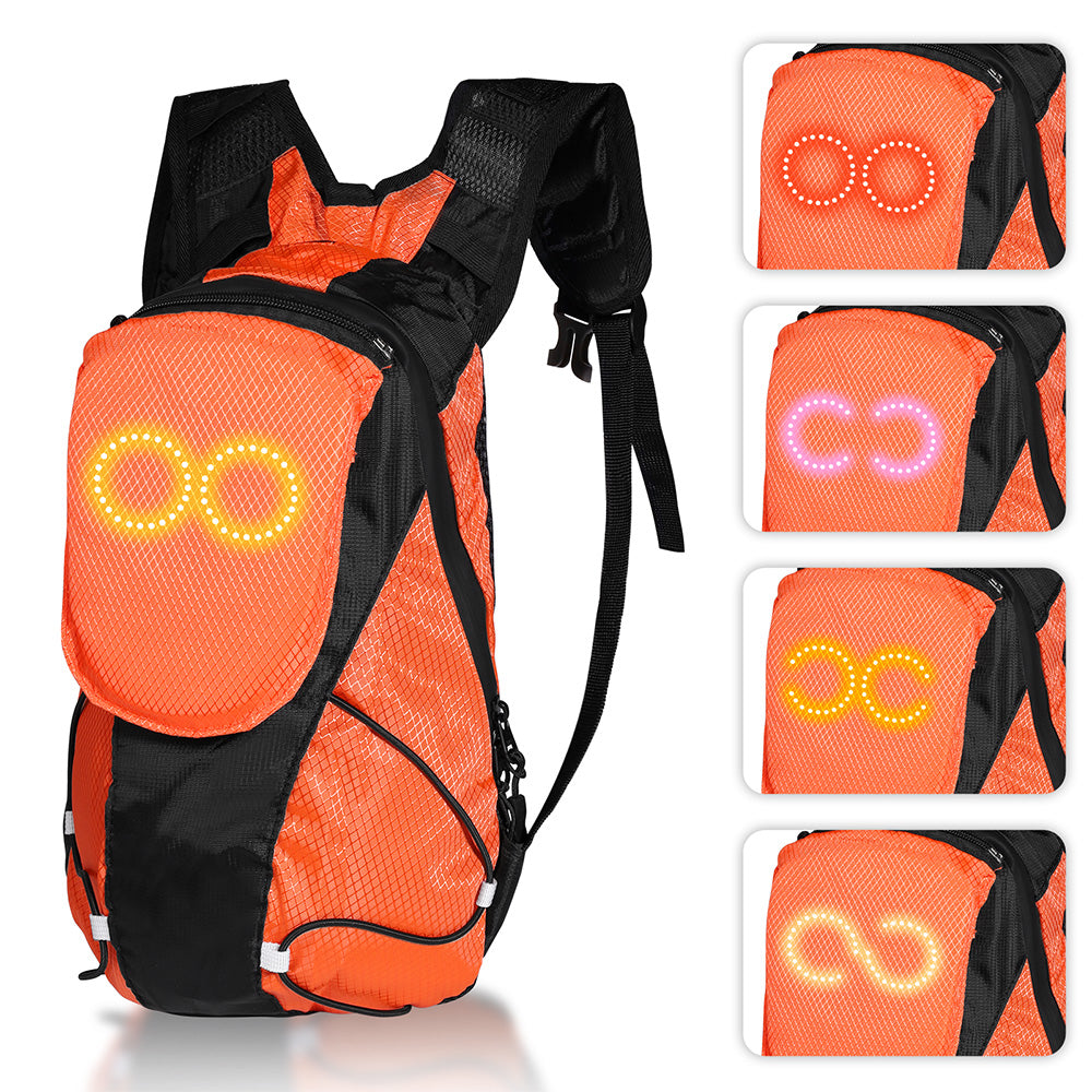 Sac à dos LED ultra-visible pour running, vélo et randonnée nocturne. Léger, pratique, sécurisé. Disponible en Orange et Jaune.