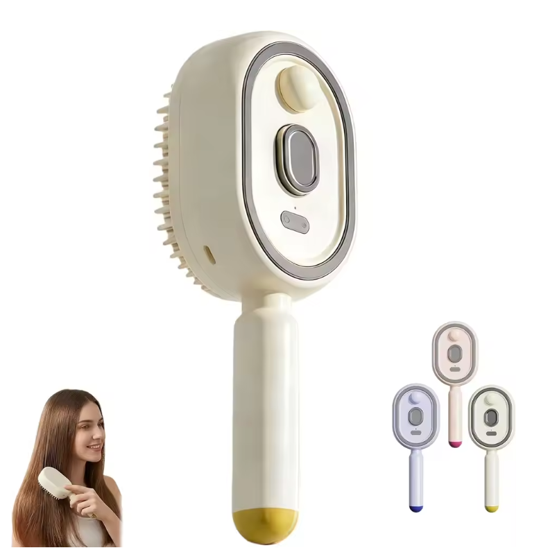 Brosse électrique avec spray hydratant, coloris beige, disponible en plusieurs couleurs
