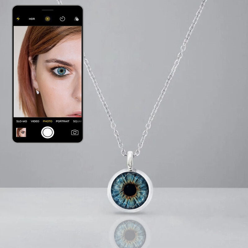 Transformez votre iris en bijou unique. Collier personnalisé avec photo de votre œil. Cadeau original et émotionnel. Or, Platine ou Or Rose. Livraison France.