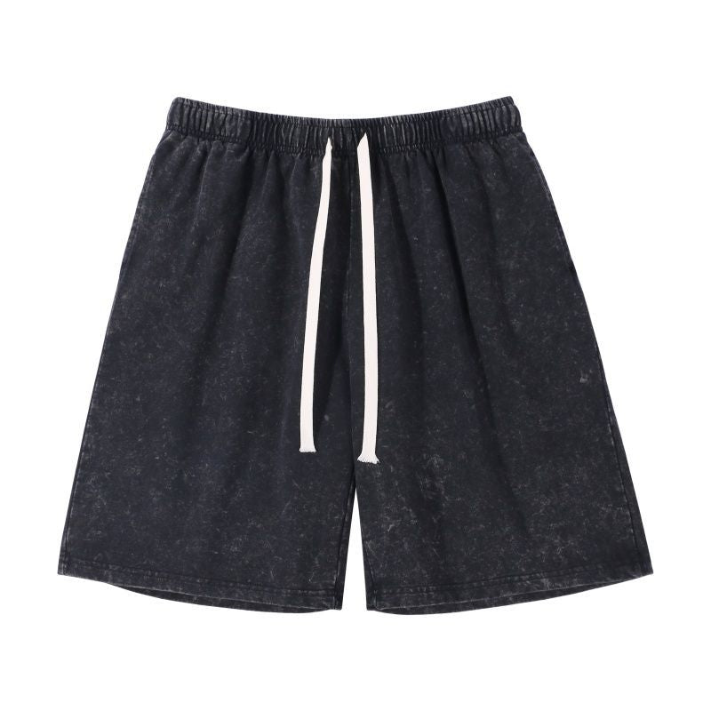 Short décontracté style délavé vintage, coloris noir délavé, vue de face