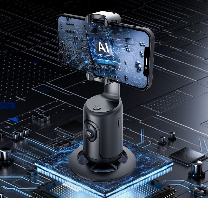 Filmez comme un pro avec ce support smartphone à suivi automatique 360° par IA. Contrôle gestuel, 8h d'autonomie, sans appli. Livraison rapide.