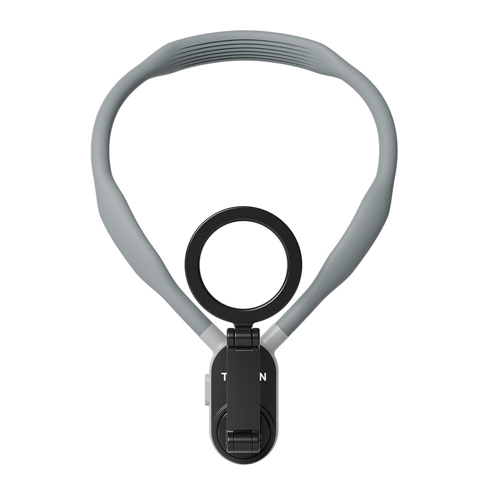 Support de cou en silicone avec fixation magnétique MagSafe. Idéal pour vidéos POV, vlogs et lives. Dégagement rapide, confortable et léger.