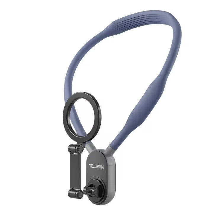 Support de cou en silicone avec fixation magnétique MagSafe. Idéal pour vidéos POV, vlogs et lives. Dégagement rapide, confortable et léger.